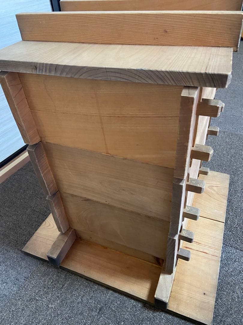 木製角【小】せいろ　アンティーク　レトロ　竹スノコ付き　蒸し器