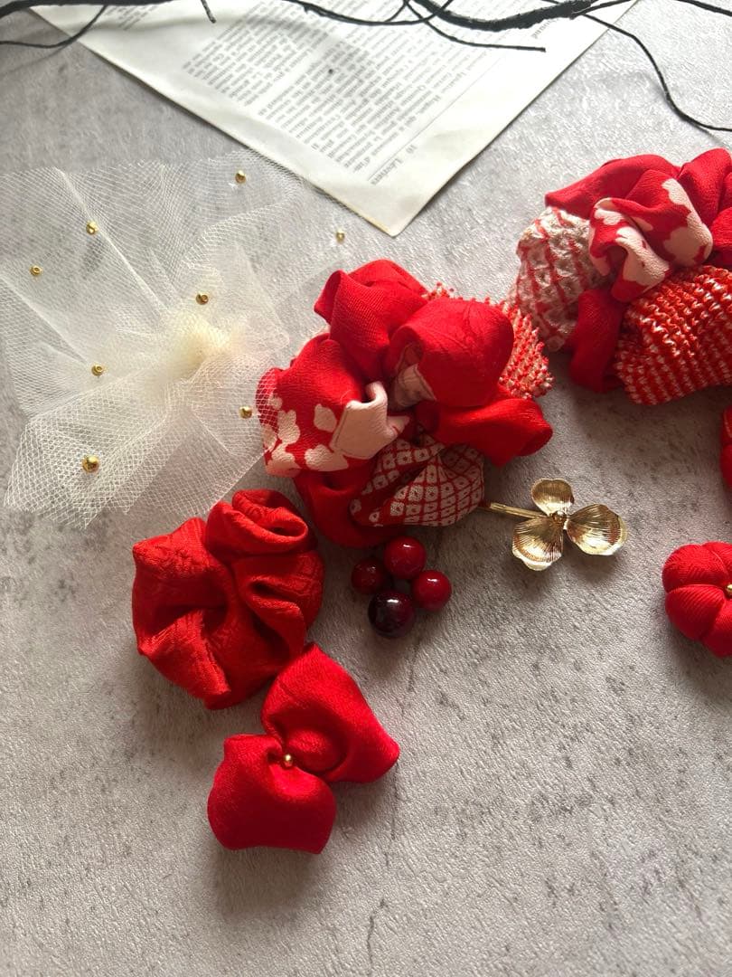 七五三　七五三髪飾り　ヘッドドレス　着物髪飾り　リメイク髪飾り　075