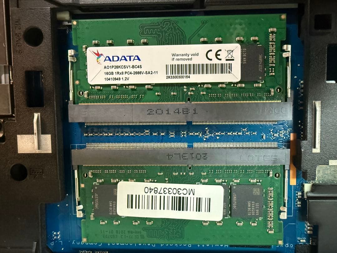 DDR4 メモリ　ノート用 16GB x2 (合計32GB) 動作確認済中古