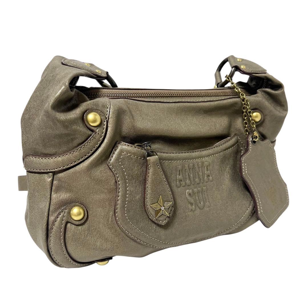 美品 ANNA SUI アナスイ ドリトル 斜め掛け ショルダーバッグ カーキ