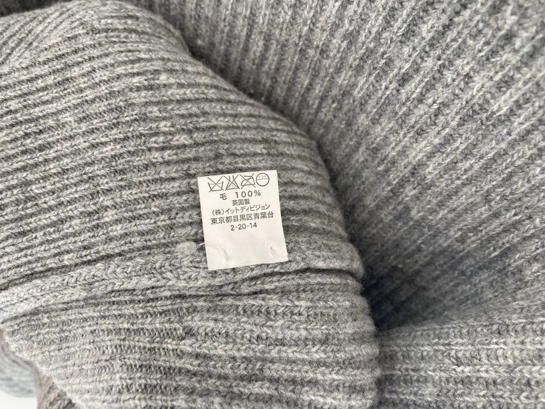 Glenmacグレー リブ編みセーター、スコットランド製