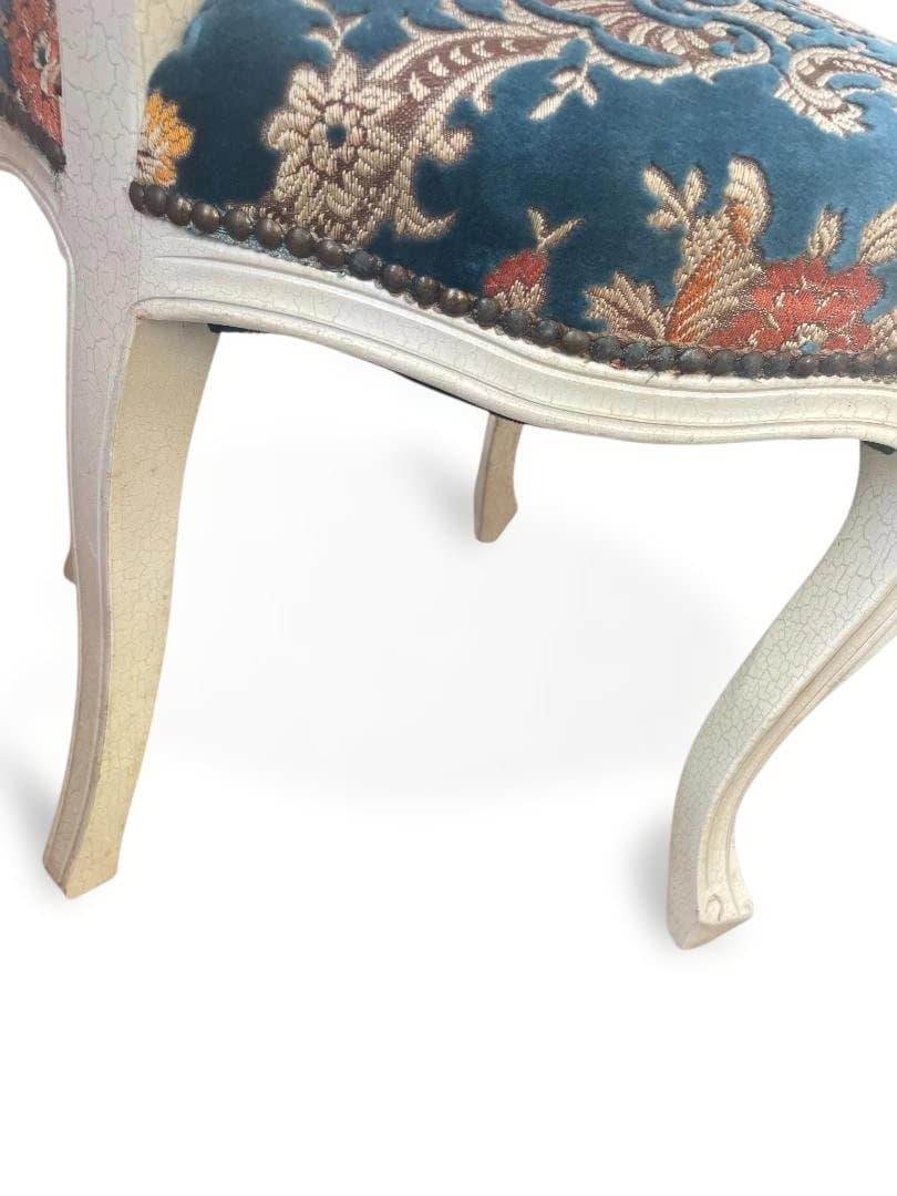 金華山織 猫脚 イタリア　ダイニングチェア ホワイト　 アンティーク　12c07