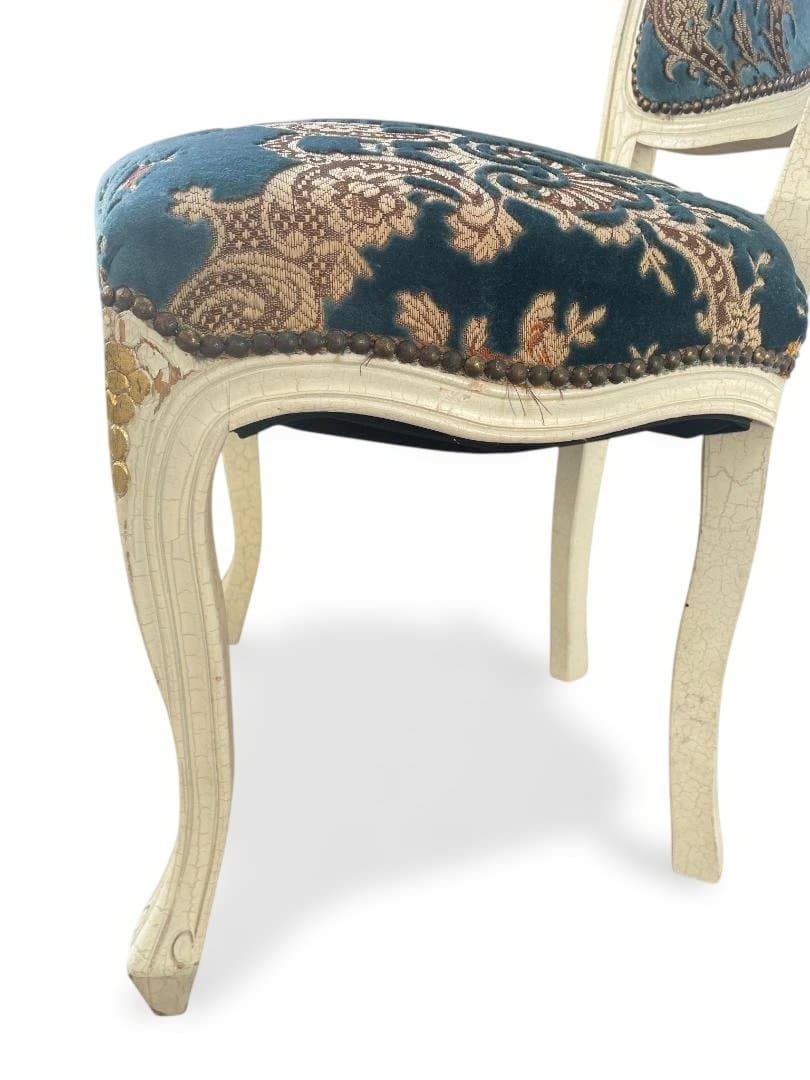 金華山織 猫脚 イタリア　ダイニングチェア ホワイト　 アンティーク　12c07