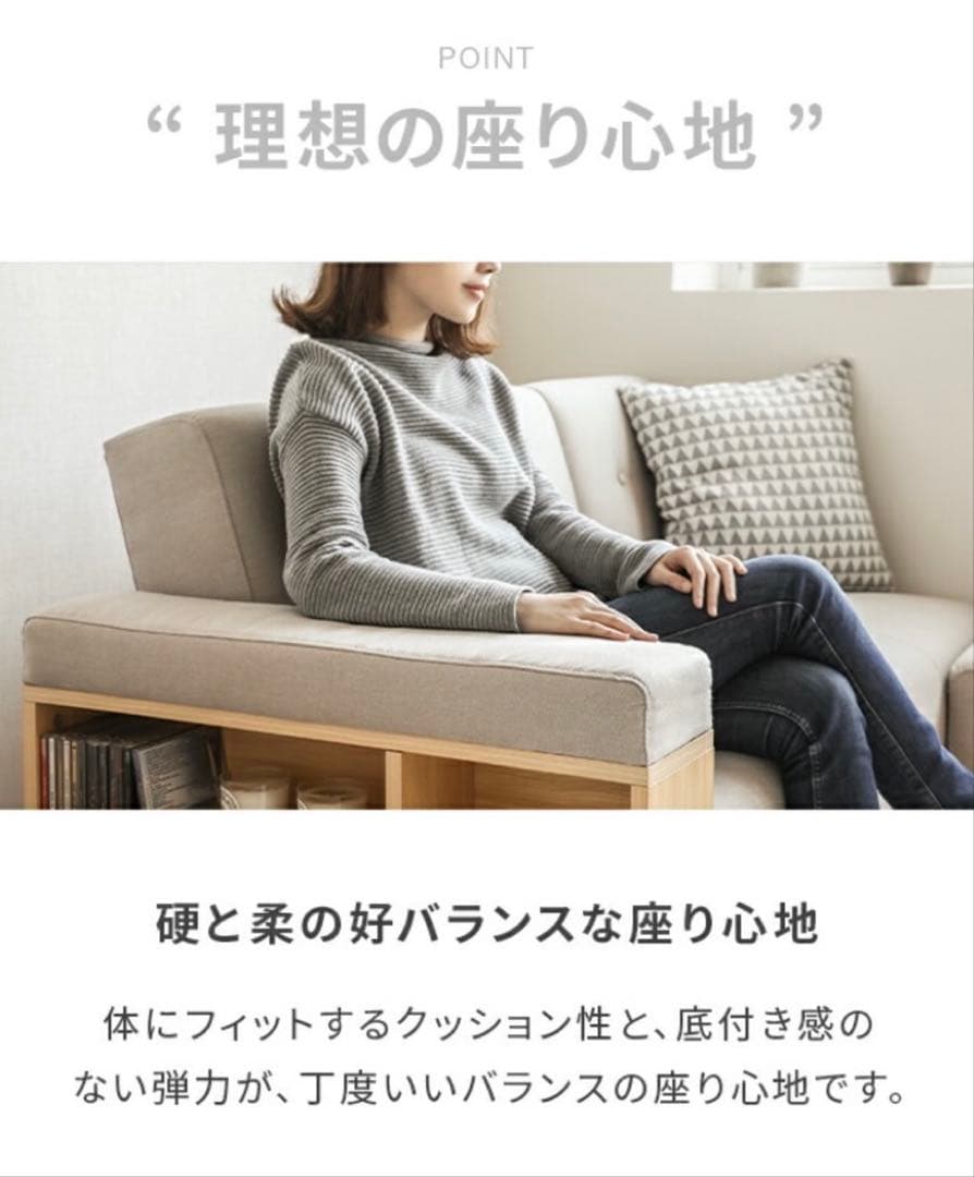 メランジグレー 2WAYソファ 2〜3人掛け　引き出し収納付き