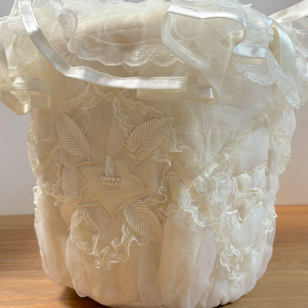 美品◇A.leplat◇ルプラ◇さえら◇繊細レースバスケット かご◇ホワイト