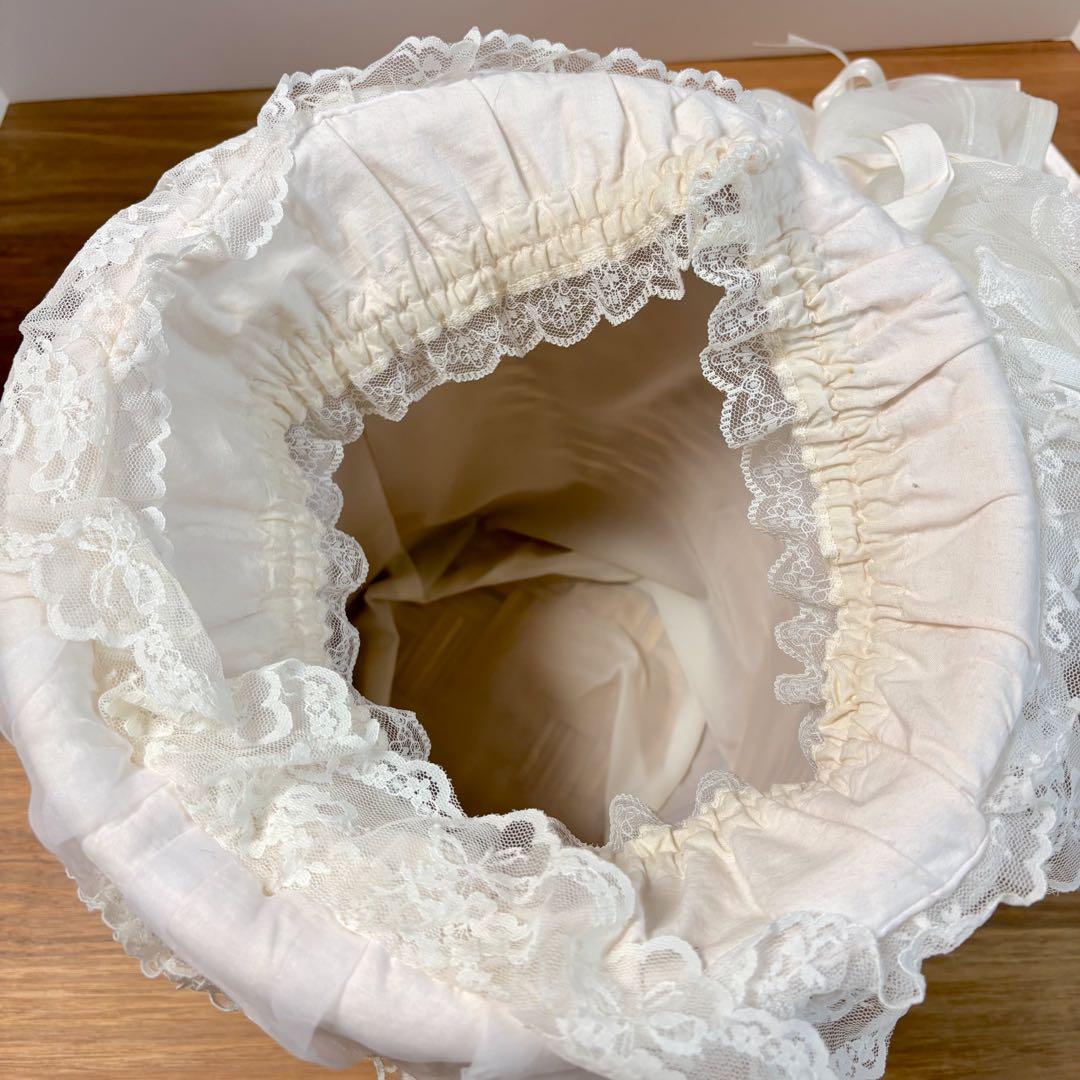 美品◇A.leplat◇ルプラ◇さえら◇繊細レースバスケット かご◇ホワイト