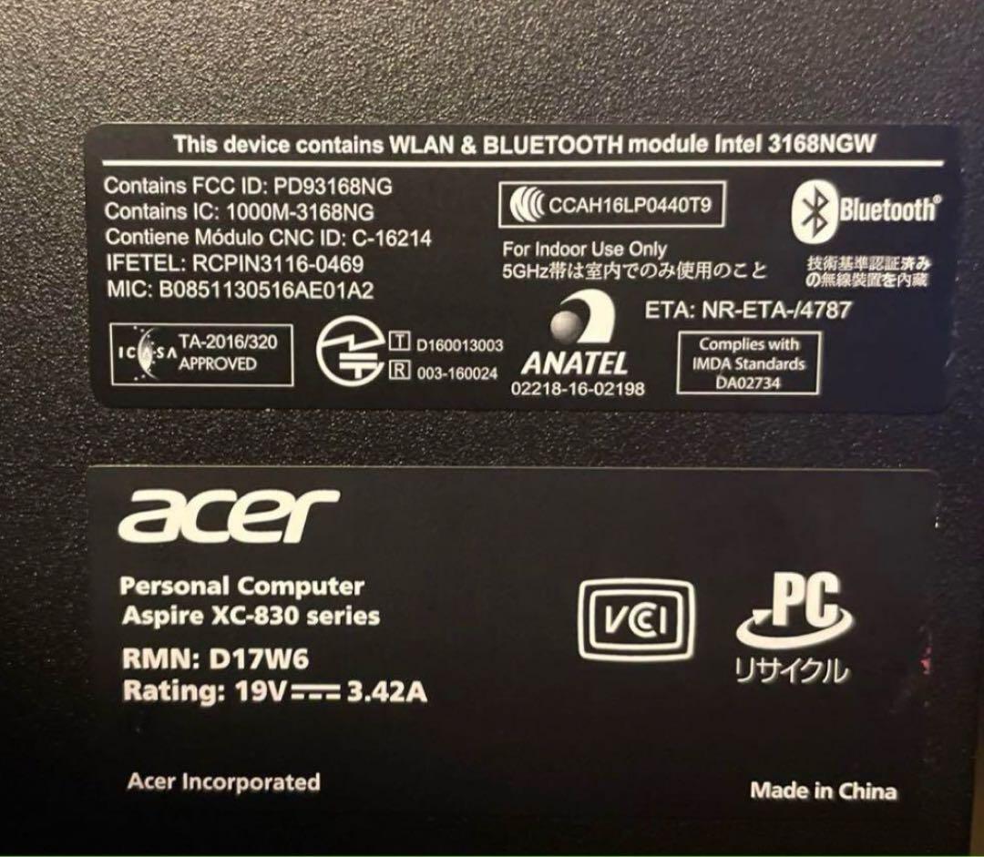 acerデスクトップPC