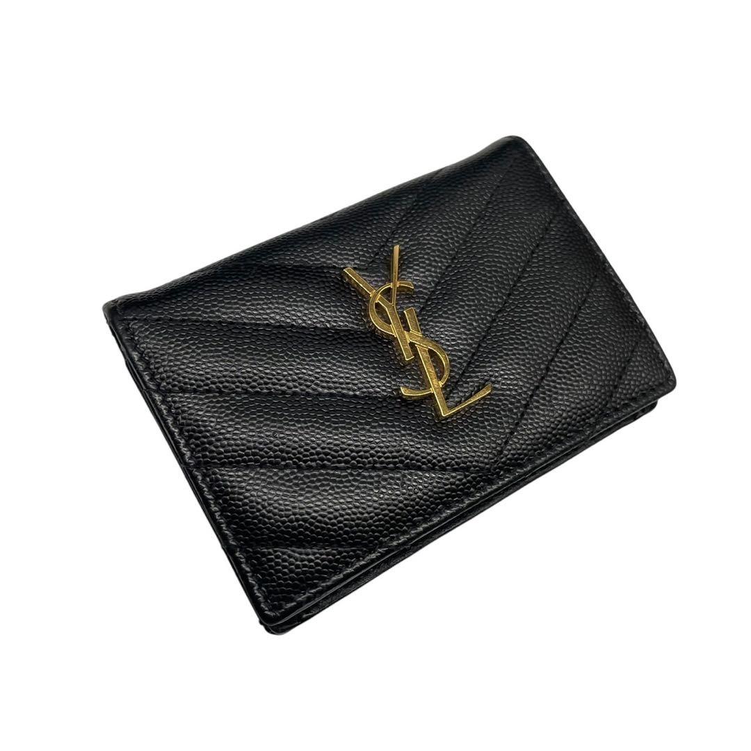 極美品✨サンローラン カードケース YSL カサンドラ キャビアスキン 黒
