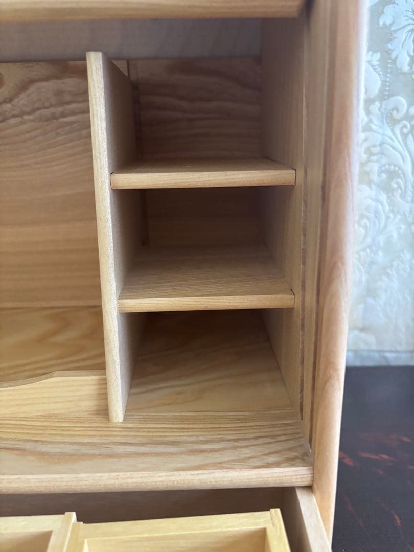 木製蛇腹コスメボックス ミラー 引き出し収納付き 美品