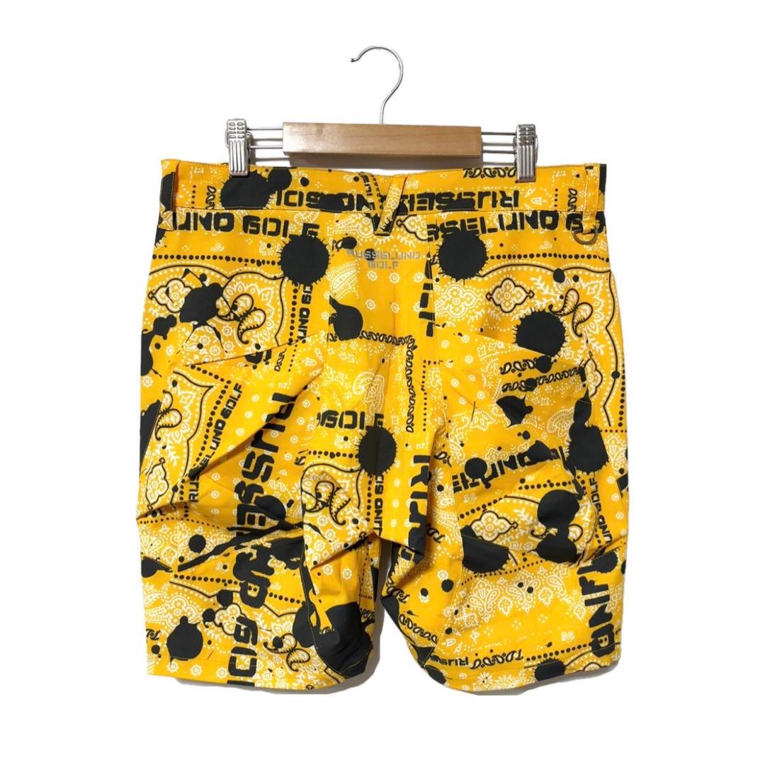 新品 ラッセルノ ゴルフ バンダナ ストレッチ カーゴショーツ イエロー M 4