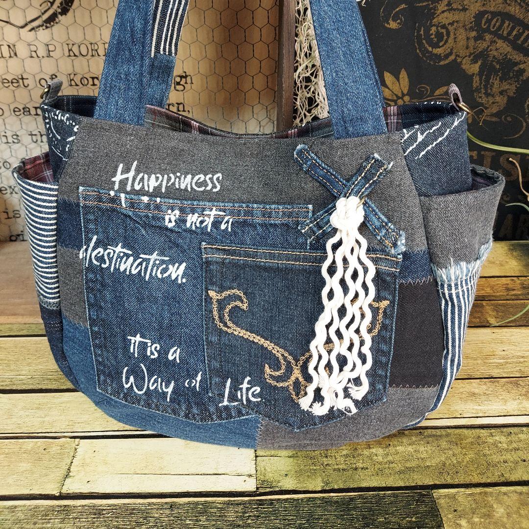 【MINMI】刺繍デニムバック　No.672　ショルダーベルト