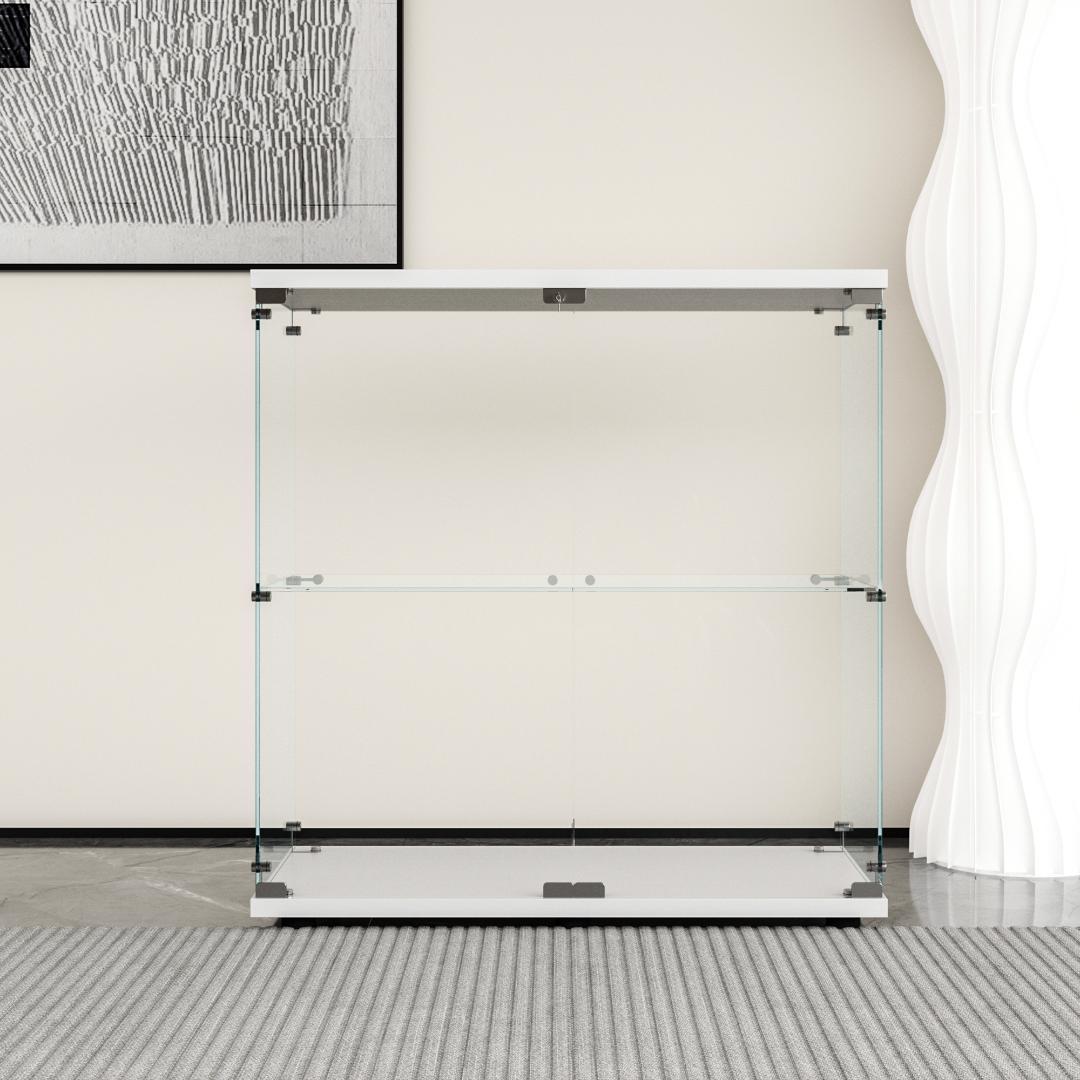 【新品】2段ワイド ホワイト コレクションケース ガラス フィギュアケース 棚