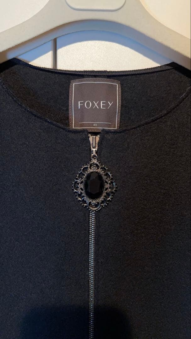 桜*様 フォクシー FOXEY ミラネーゼ ノーカラー ウールワンピース コート