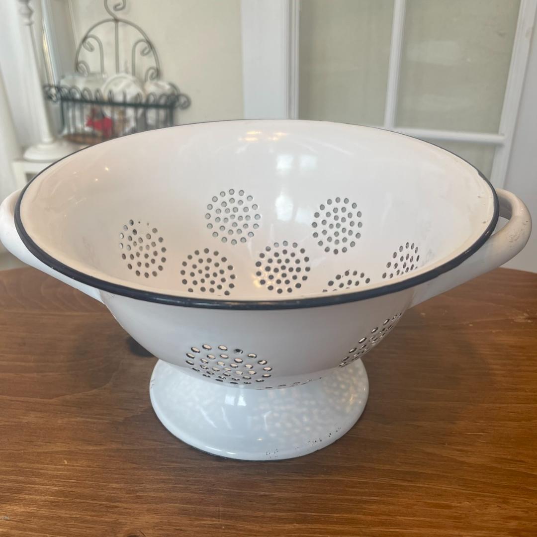 イギリスアンティーク ホーロー コランダー ボウル セット ジャンク ビンテージ