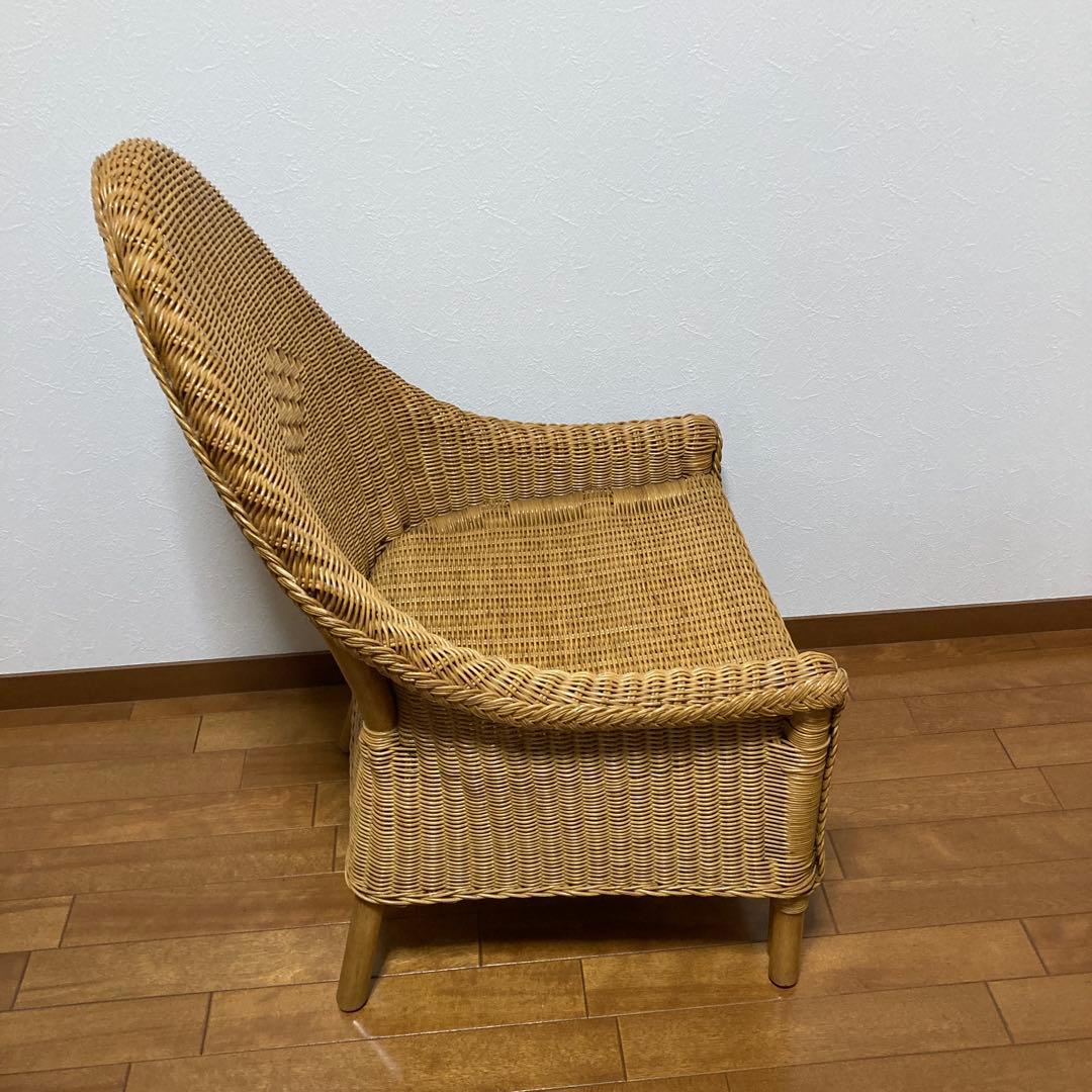 ナチュラル　ラタン　アームチェア　籐製　いす　椅子　ソファ　ハイバック　1人用