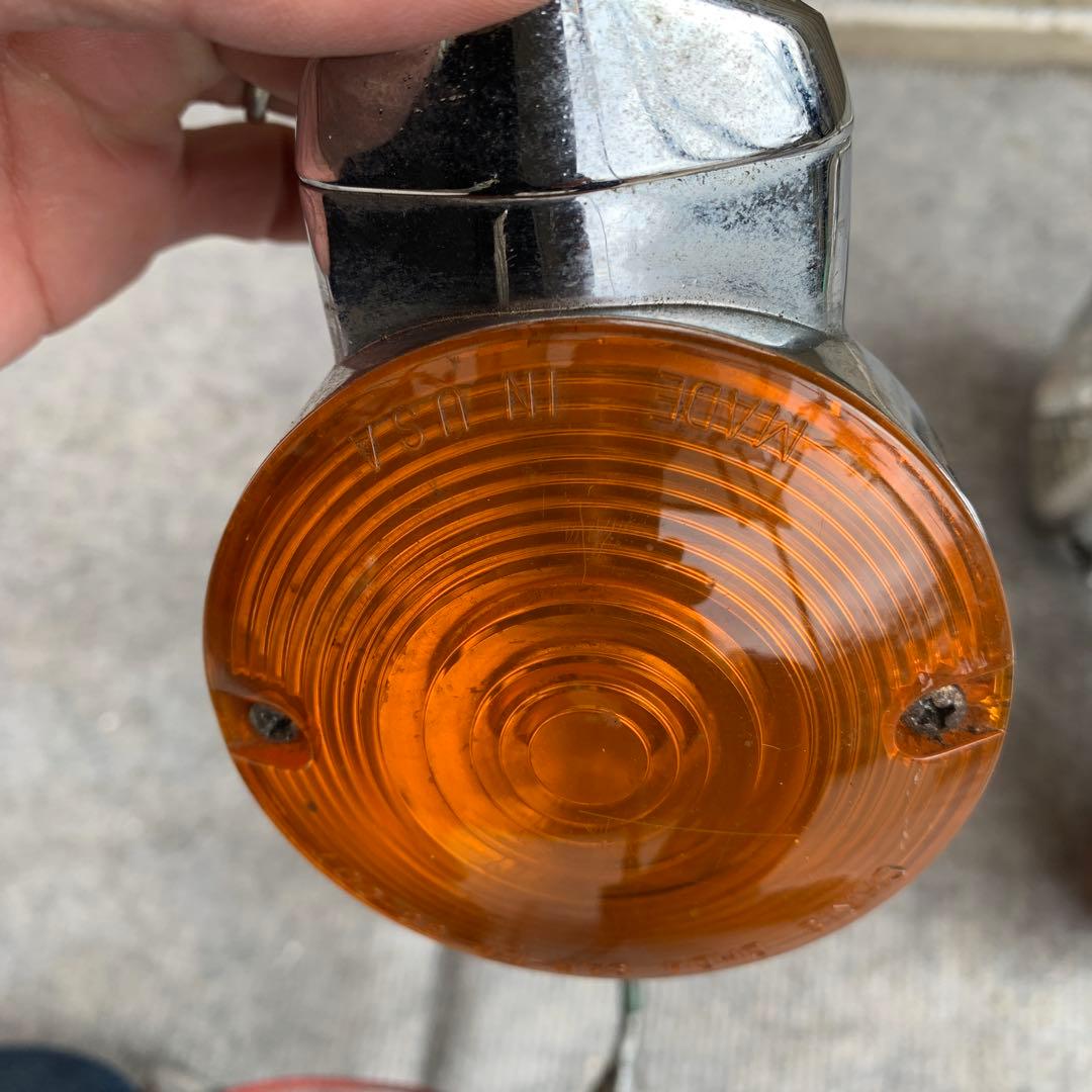 ショベルFLH用 アメリカ製 クロームメッキ 丸型ウィンカー