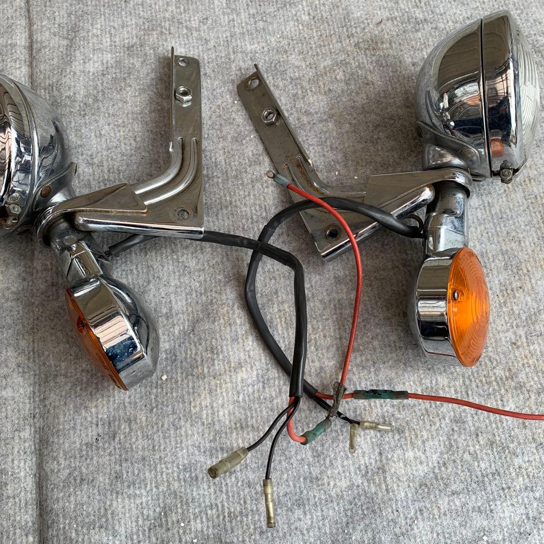 ショベルFLH用 アメリカ製 クロームメッキ 丸型ウィンカー