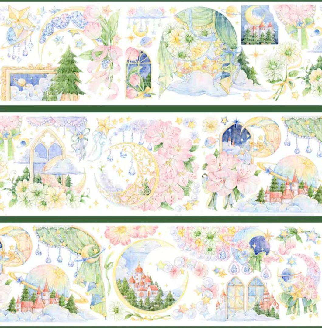 巻売 493★ 海外 マスキングテープ マステ PET 装飾 花 虹光