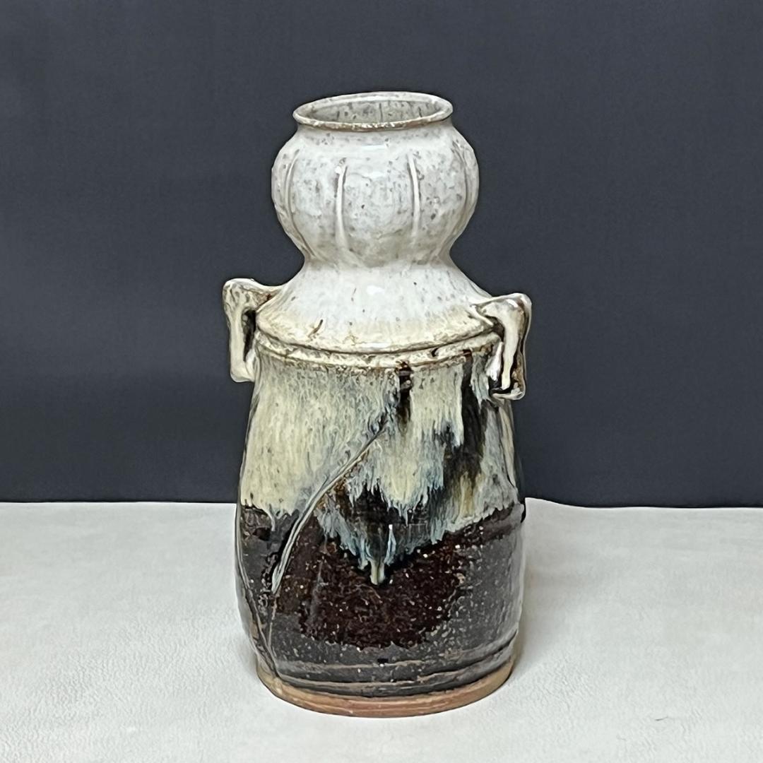 kei 高取焼宗家 十二代 高取八山 高取 耳付 花入 共箱 k3540