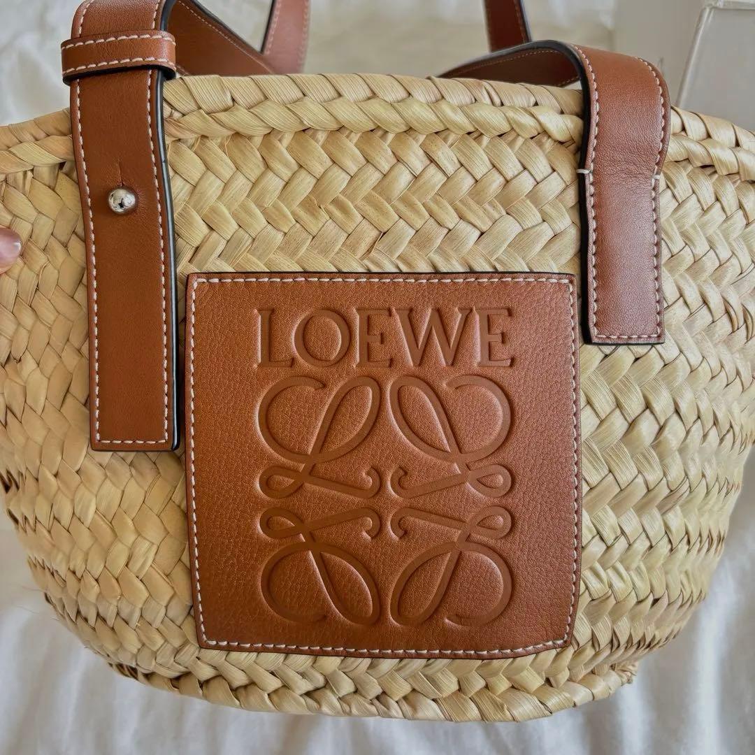 LOEWE かごバッグ ストロー レザースモール
