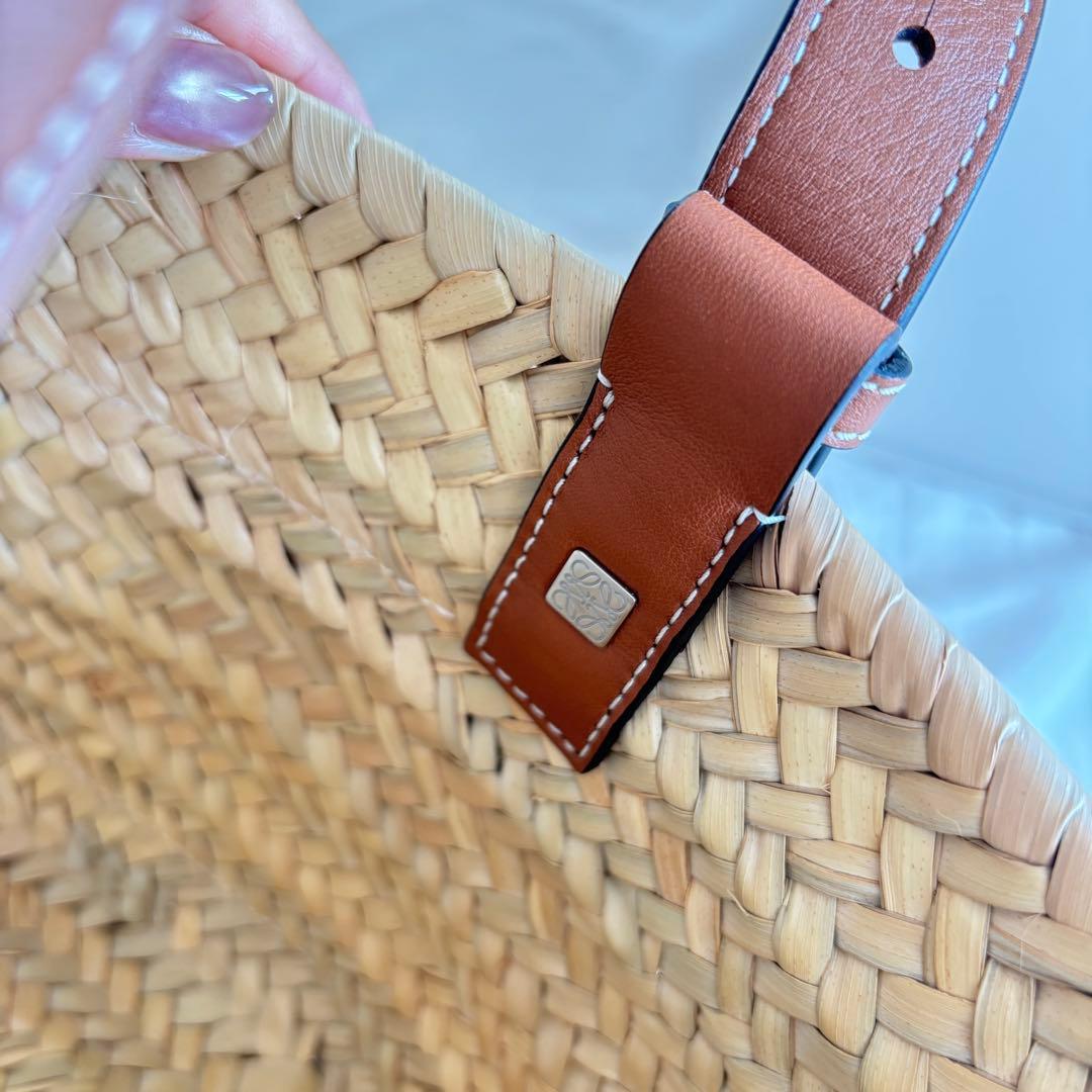 LOEWE かごバッグ ストロー レザースモール