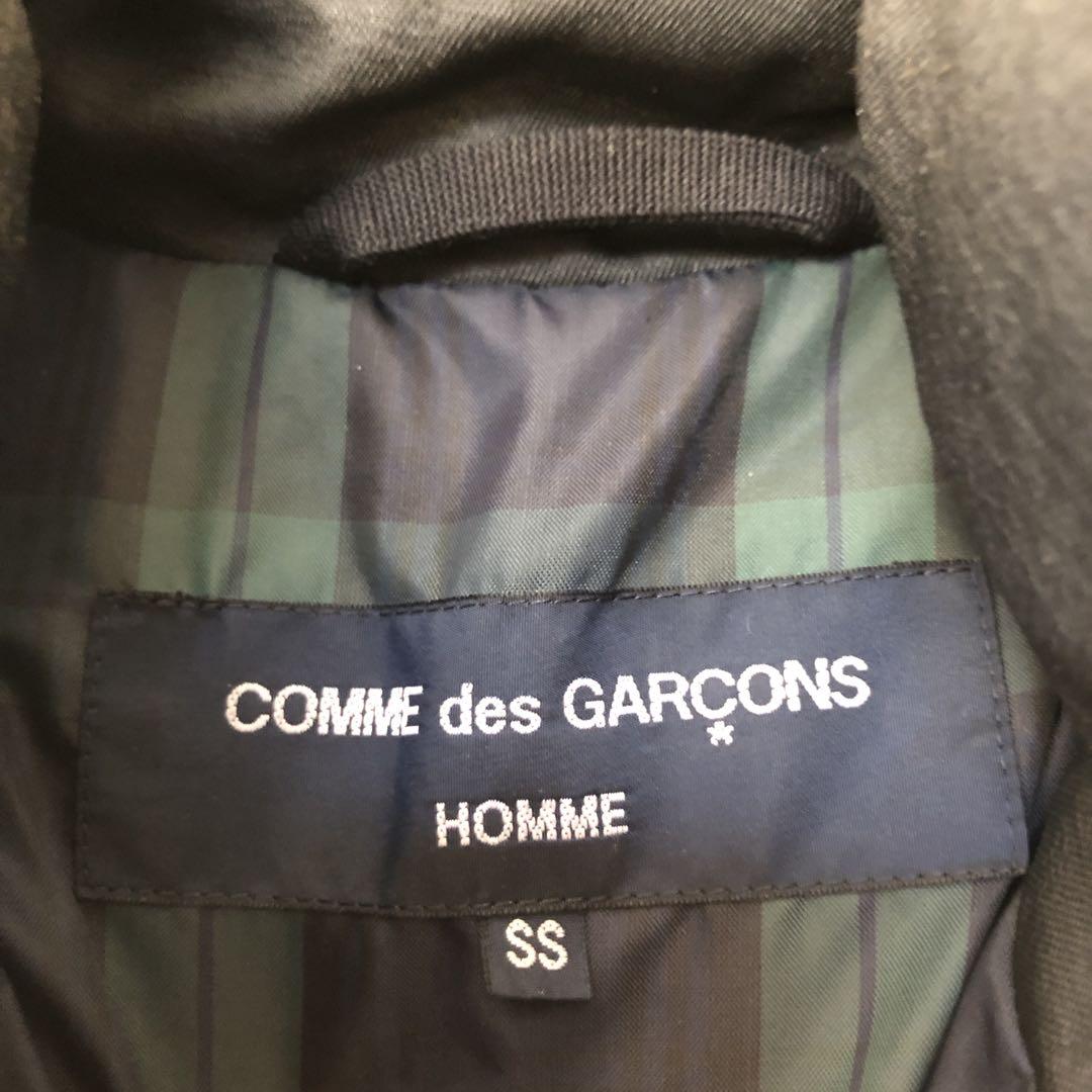 コムデギャルソンオム コーティング 肉厚ダウンジャケット 中チェック柄 黒