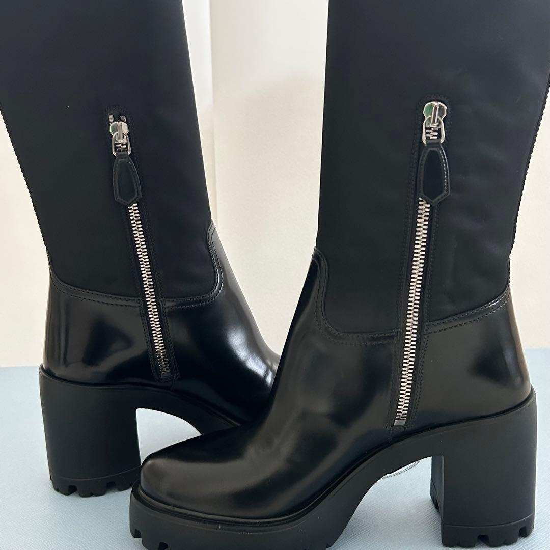 PRADA プラダ　ロゴレザー　Re-Nylon リナイロン　ブーツ　新品未使用