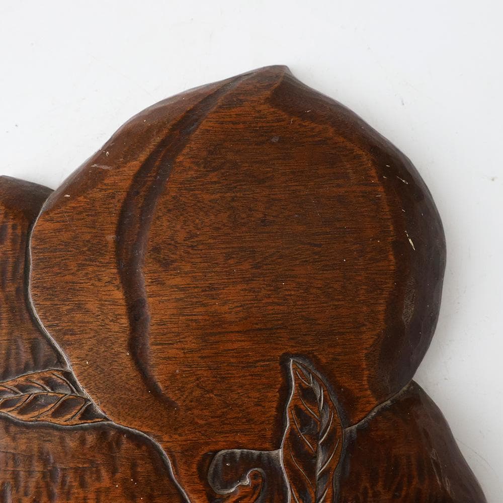 ★ CHI ★ 煎茶盆 時代唐物 木彫 葉盆 桃型葉盆 蝙蝠 煎茶道具