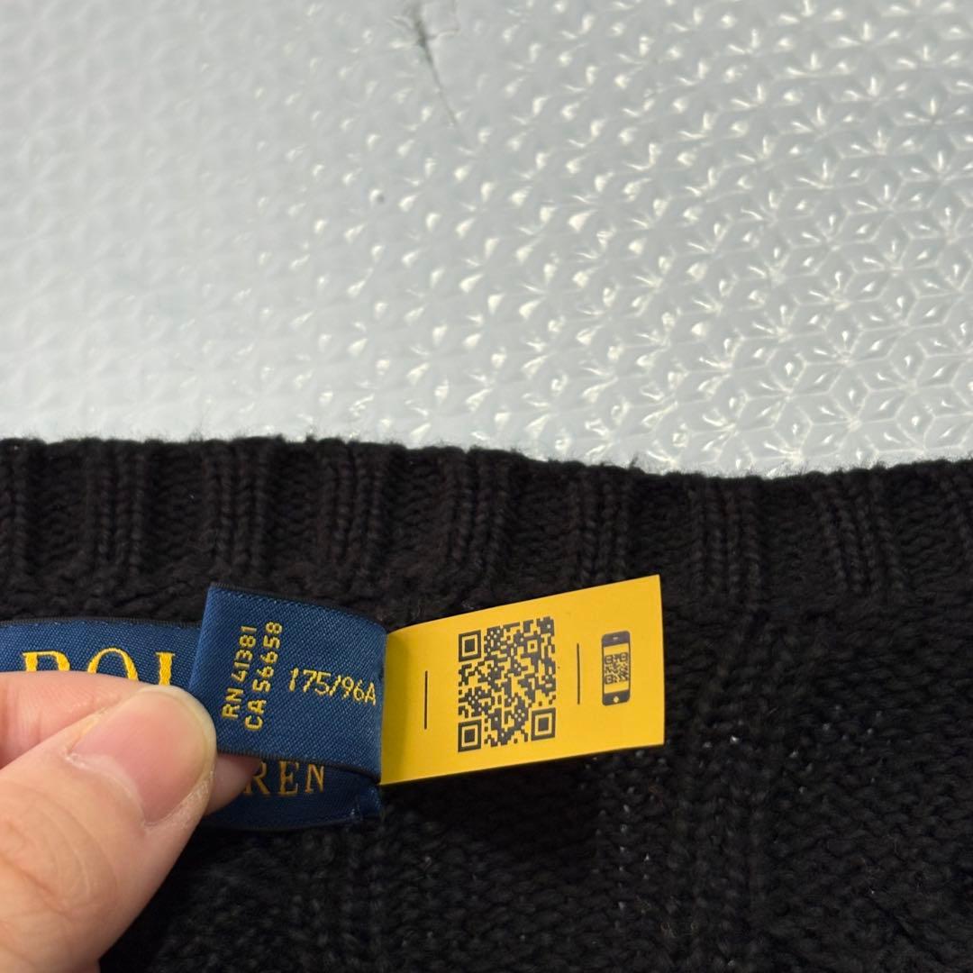 ✨大人気✨ ポロラルフローレン現行QR黒　ケーブルニットM