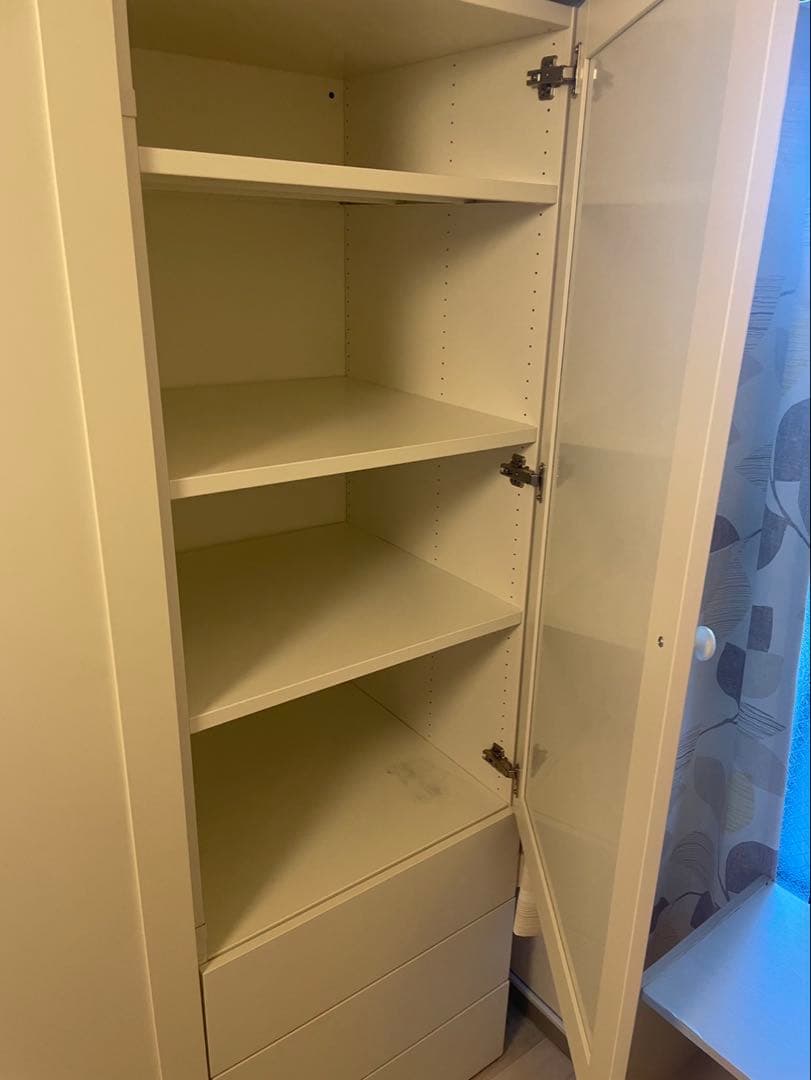 10%SALE☆ニトリホワイトミラー付き3ドアタンス