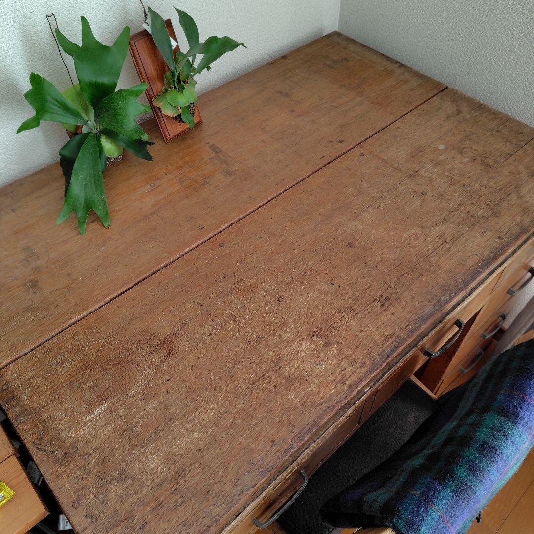 アンティークヴィンテージ昭和レトロ無垢材片袖机