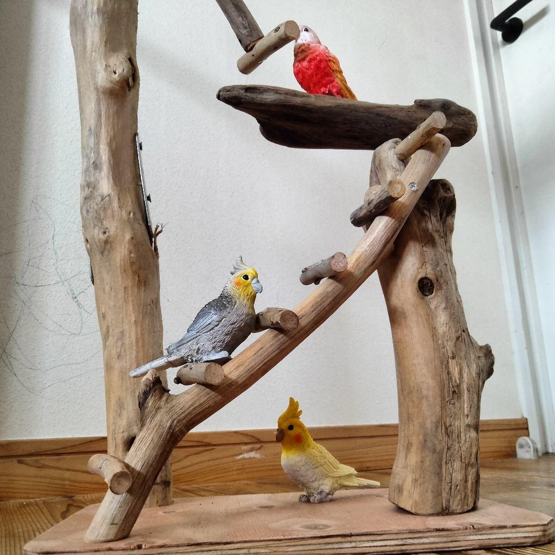 おつぶバードアスレチックジム㊽ 天然木 自然木 流木 止まり木 インコ