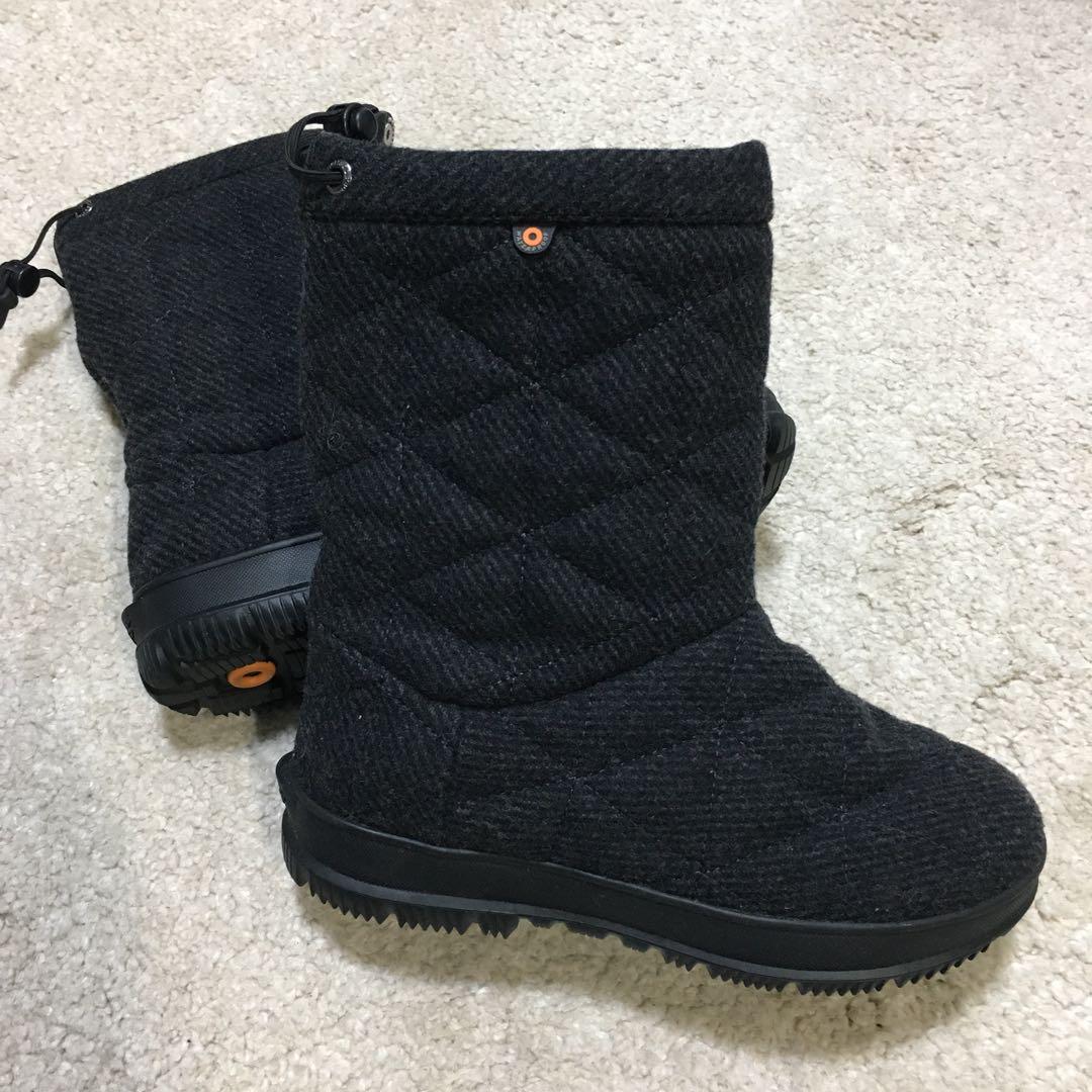 BOGS ♫ スノーブーツ ウールキルティング ブラック 黒 24cm -30°