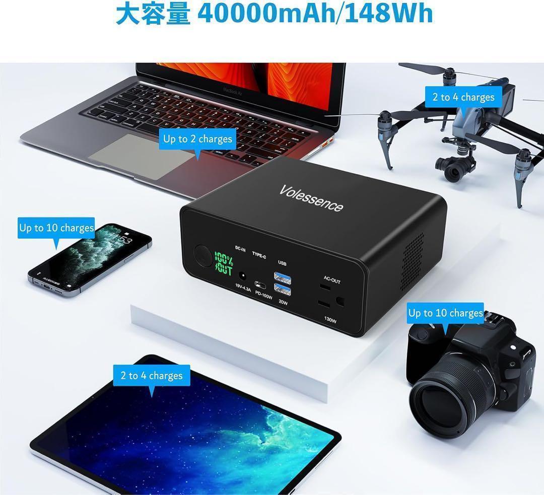 ポータブル電源 40000mAh/148WhAC出力対応モバイルバッテリー大容量