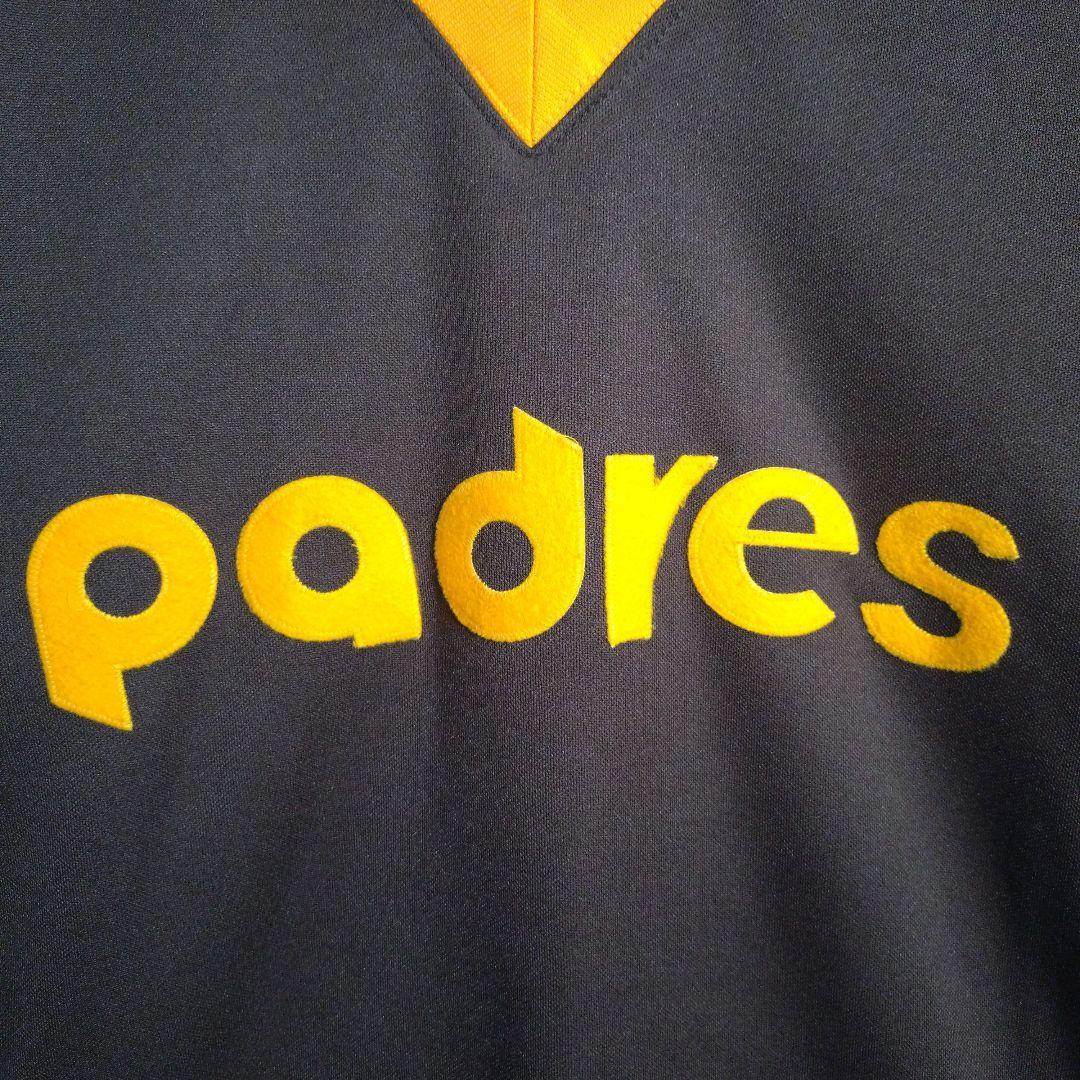 MLB★USA製 人気 パドレス 刺繍ロゴ ワッペン付 ゲームシャツ 茶 L