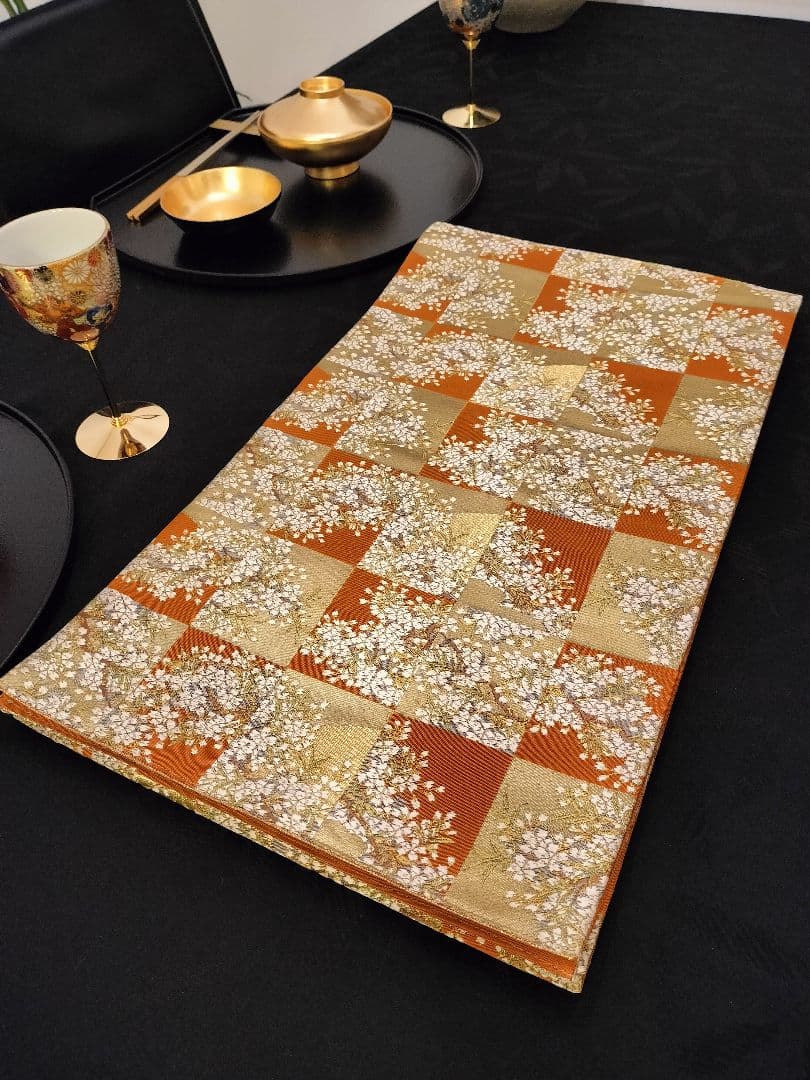 A668★逸品‼️豪華刺繍‼️ひな祭り‼️袋帯正絹テーブルランナー2m15cm