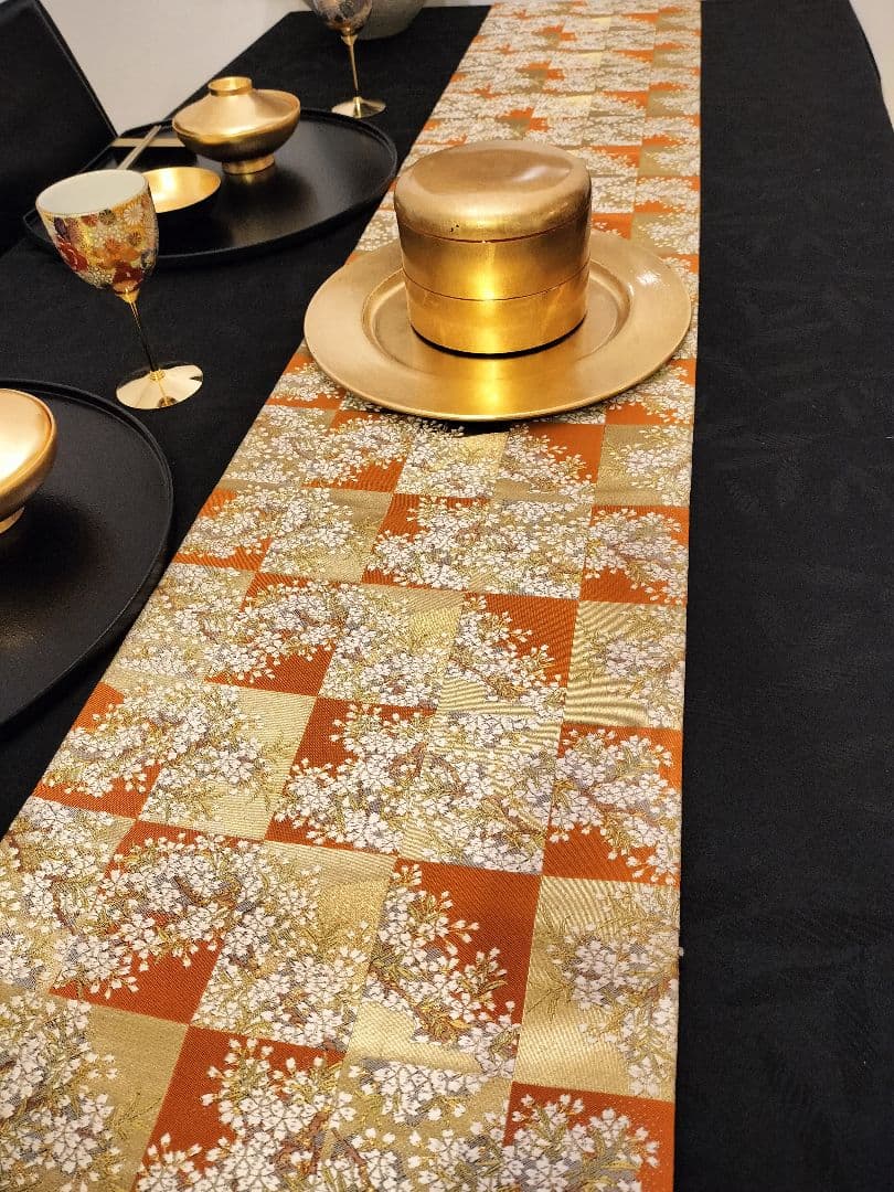 A668★逸品‼️豪華刺繍‼️ひな祭り‼️袋帯正絹テーブルランナー2m15cm