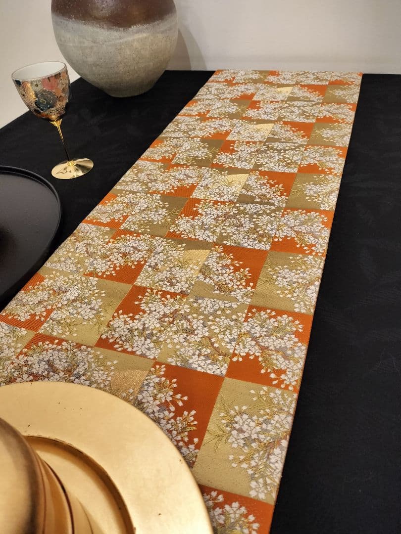 A668★逸品‼️豪華刺繍‼️ひな祭り‼️袋帯正絹テーブルランナー2m15cm