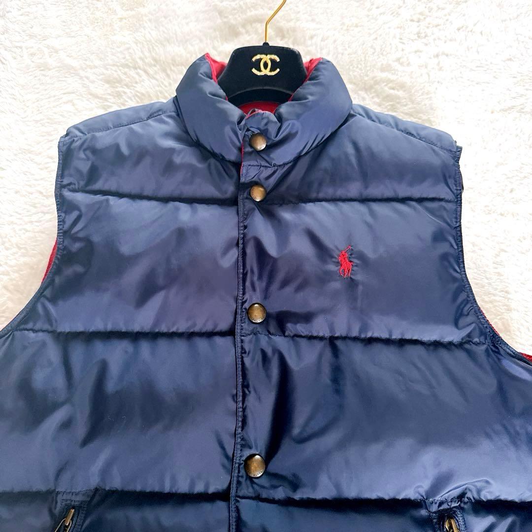 【ポロラルフローレン】ダウンベスト リバーシブル Mサイズ ネイビー レッド