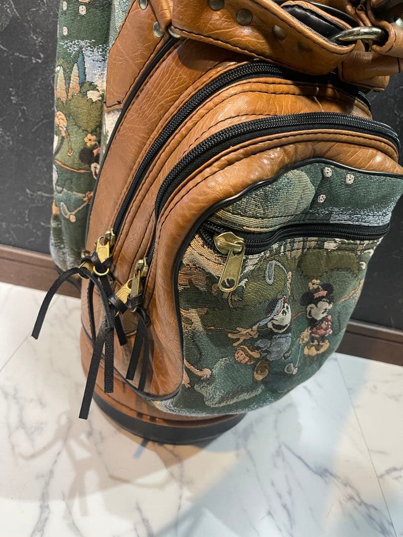 ミッキーマウス柄 ゴルフバッグ・キャディバッグ　レトロ　レザー
