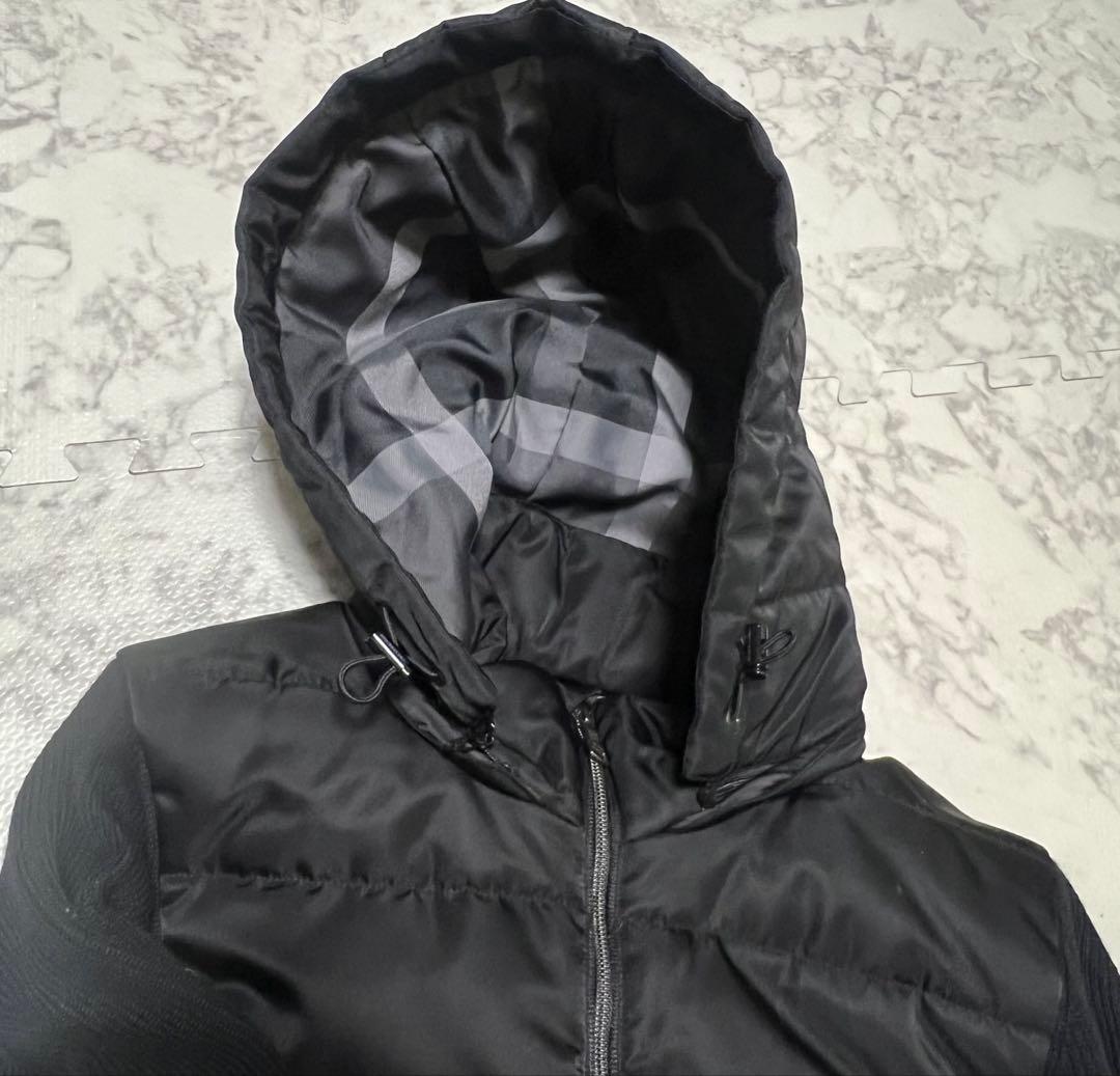 美品ブラックレーベルクレストブリッジ 切り替え ダウンパーカー ニット 黒L