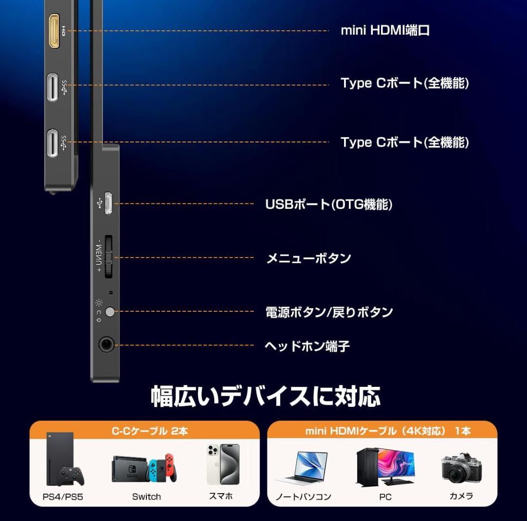 極美品 EVICIV 4Kモバイルモニター14.5インチ HDR 非光沢IPS