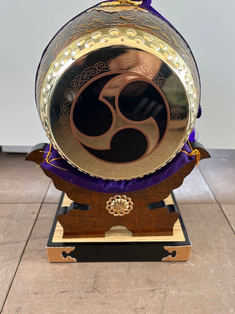 軍扇・陣笠・陣太鼓付三品セット 台付き 端午の節句飾り・五月人形・