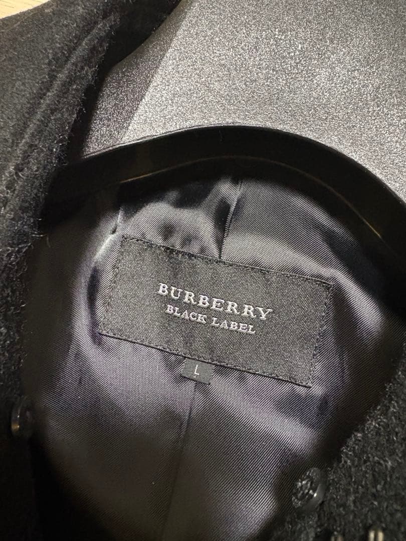 BURBERRY BLACK LABEL ブラック ピーコート　ラビットファー付