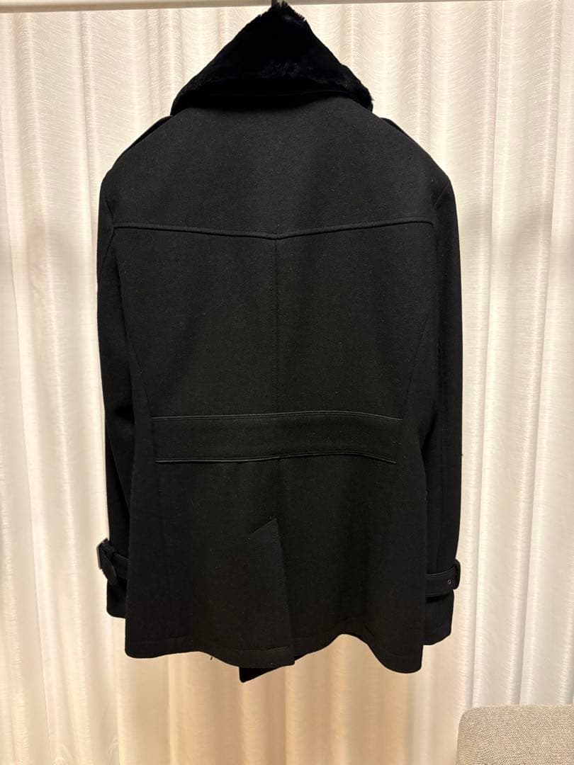 BURBERRY BLACK LABEL ブラック ピーコート　ラビットファー付