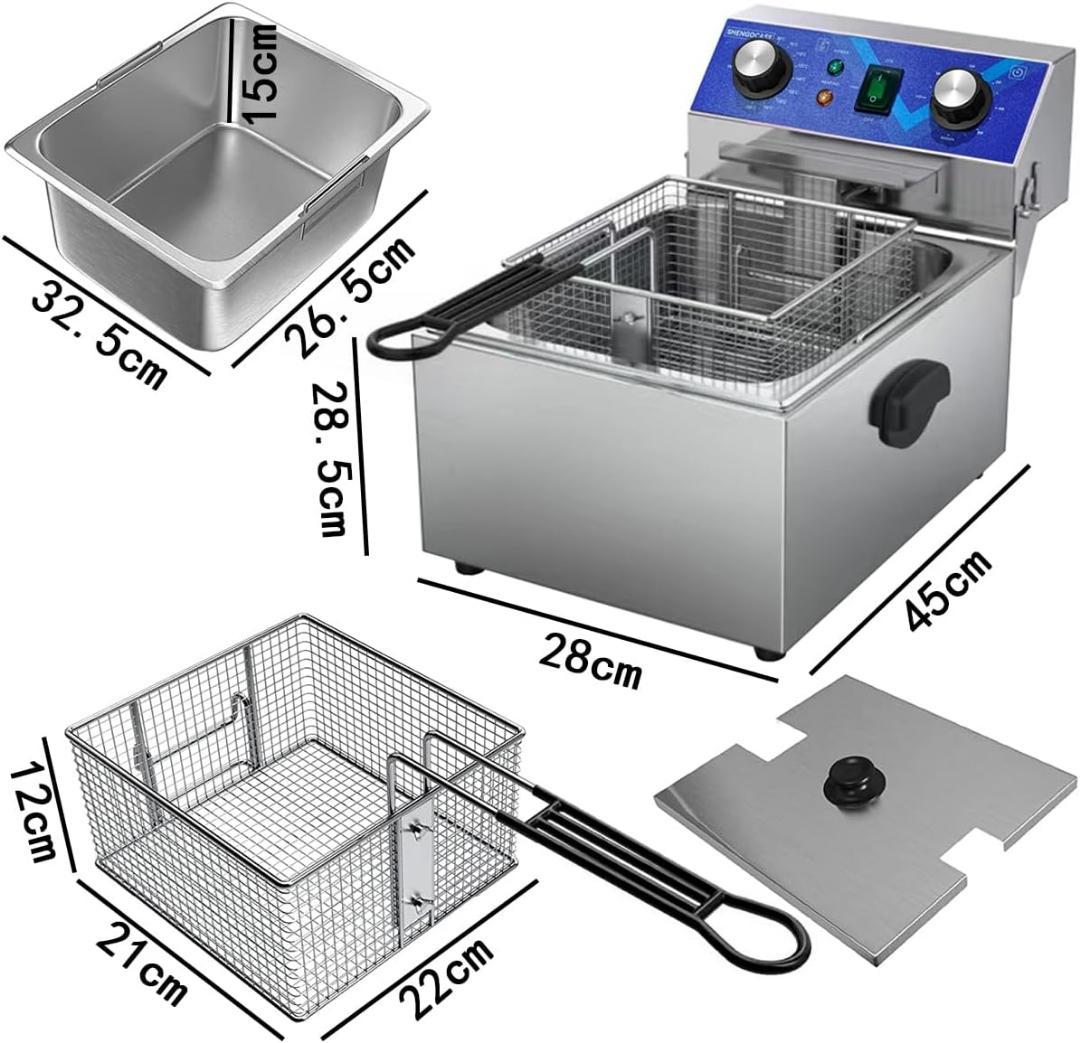 電気フライヤー 10L 卓上フライヤー 揚げ物器 ミニフライヤー