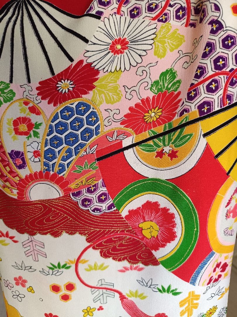 専用☆アンティークカラフル着物に作り帯セット☆七五三　７歳　女の子