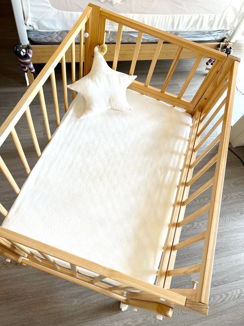 トール Wオープン ベビーベッド ナチュラルミニ