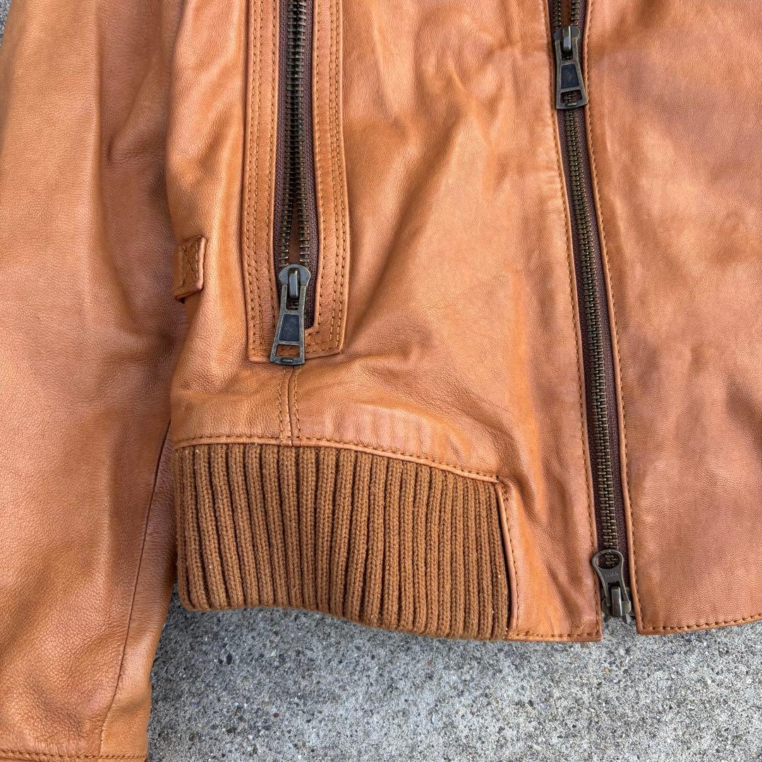 平成ギャル 短丈 本革レザージャケット キャメル y2k アメカジ