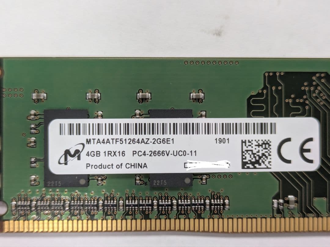 デスクトップ用PCDDR4メモリ PC4-2666V Micron 4GB×4枚